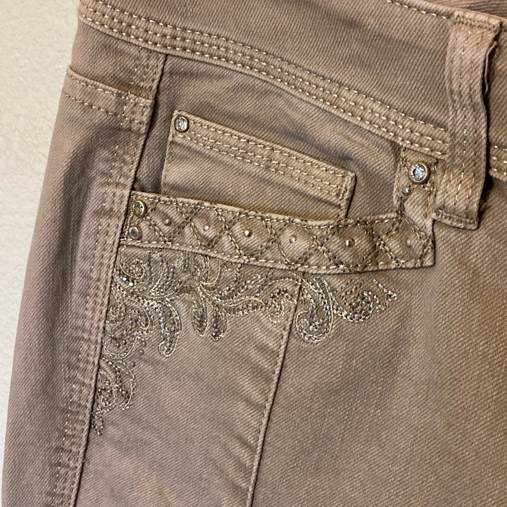 White House Black Market Tan Embellished Jeans
